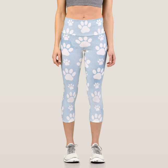 Leggings Capri Motif De Pâtes, Patrouilles Blanches, Aquarelles,  (Recto)