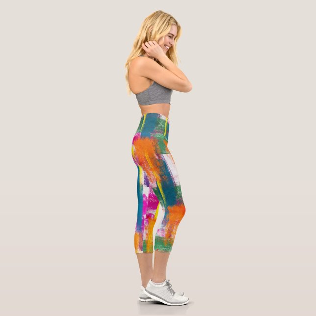 Leggings Capri Motif de peinture arc-en-ciel Abstrait (Droite)
