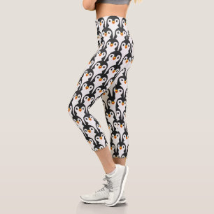 Leggings Capri Motif de pingouin noir et blanc moderne
