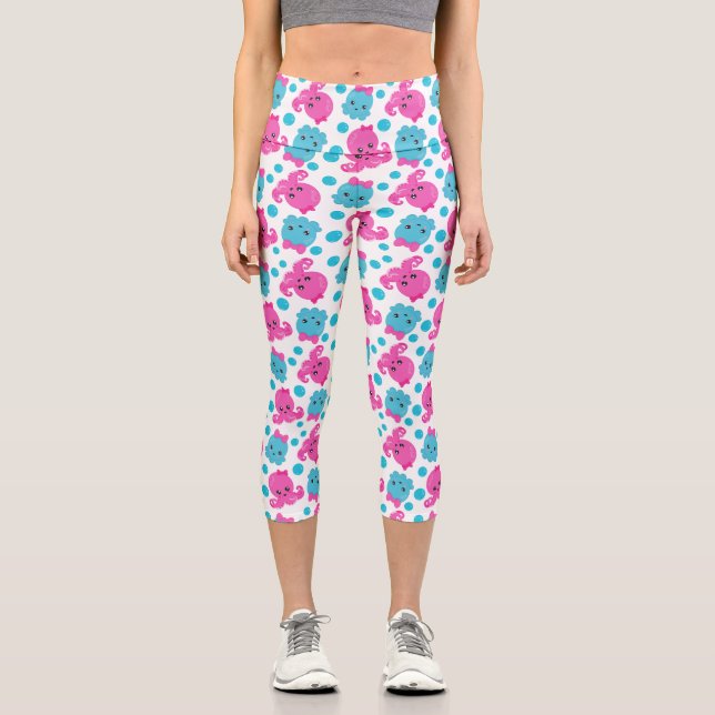 Leggings Capri Motif de poulpe, poulpe mignonne, Animaux de mer (Recto)