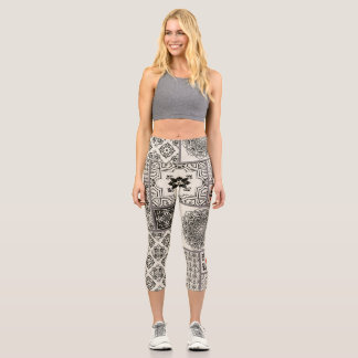 Leggings Capri Motif de tuile islamique Majolica