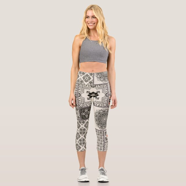 Leggings Capri Motif de tuile islamique Majolica (Recto)