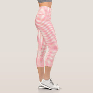 Leggings Capri Motif de vérification En vichy rose pâle