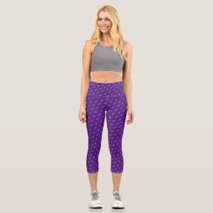 Leggings Capri Motif de violon - Lavande et noir