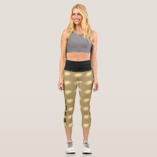 Leggings Capri Motif de Yoga de charme Golden Lights