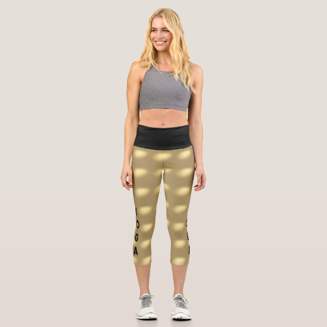 Leggings Capri Motif de Yoga de charme Golden Lights (Recto)