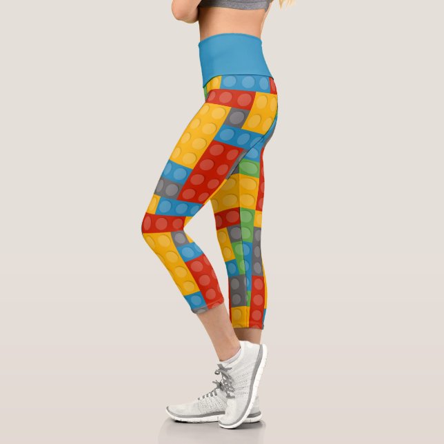 Leggings Capri Motif des ensembles de jouets de construction amus (Gauche)