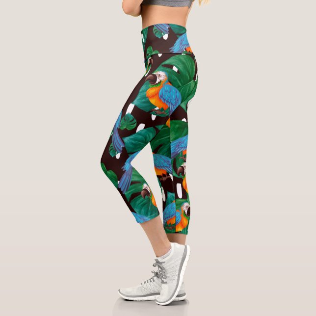 Leggings Capri Motif des oiseaux tropicaux (Gauche)