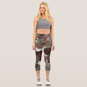 Leggings Capri Motif en cuir Brown Rustique Sud-Ouest