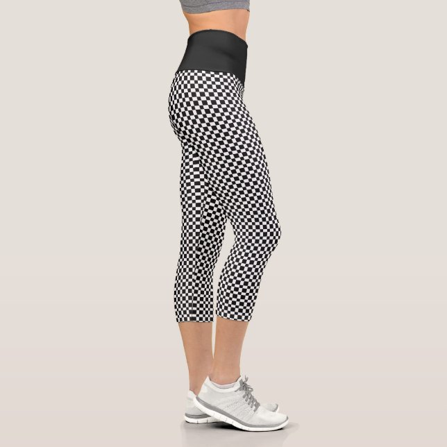Leggings Capri Motif en noir et blanc pour le contrôle des plaids (Droite)