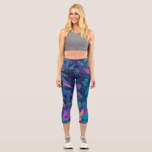Leggings Capri Motif floral botanique boho couleur moderne