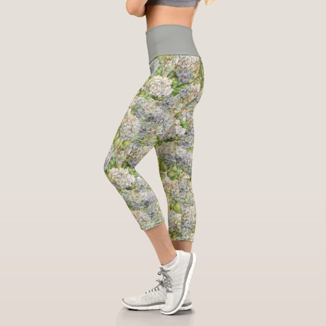 Leggings Capri Motif floral chic Lavender Grey Hydrangea (Gauche)