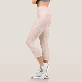 Leggings Capri Motif floral de pivoine rose