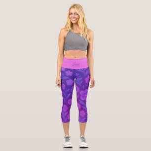 Leggings Capri Motif floral numérique Fleur personnalisée Futur