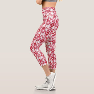 Leggings Capri Motif floral rouge et blanc