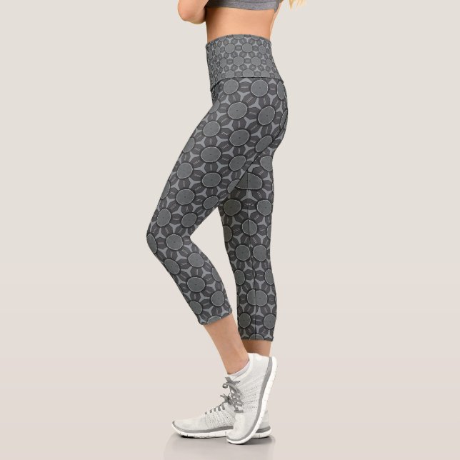 Leggings Capri Motif géométrique gris acier (Gauche)