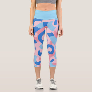 Leggings Capri Motif gribouillé rose et bleu