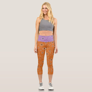 Leggings Capri Motif Halloween   Araignées sur toiles d'araignées