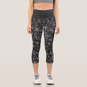 Leggings Capri Motif noir à faux sequins