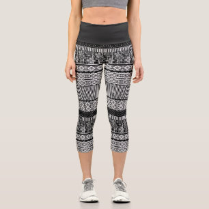 Leggings Capri Motif noir et blanc avec dentelle et patchwork el