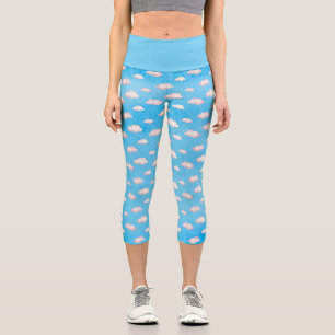 Leggings Capri Motif nuage bleu ciel bleu clair