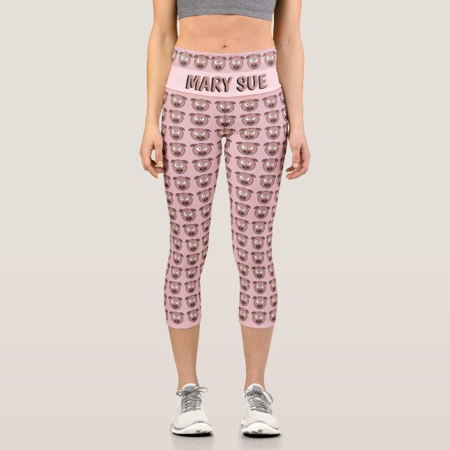Leggings Capri Motif Pig Face personnalisé (Recto)