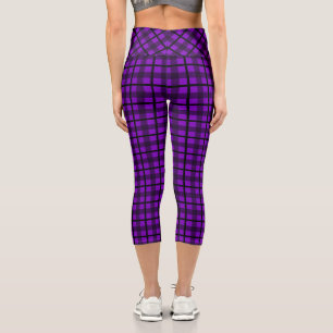 Leggings Capri Motif Plaid de goth noir violet