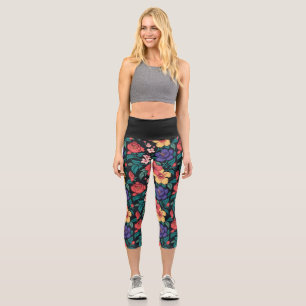 Leggings Capri Motif répétitif de fleurs sauvages