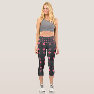 Leggings Capri Motif Rose Rose