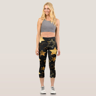Leggings Capri Motif sans couture avec étoiles d'or