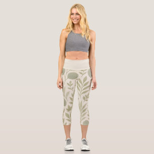 Leggings Capri Motif sans couture de flux botanique Yoga de lux