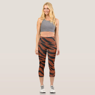Leggings Capri Motif Sauvage Rayure de Tigre