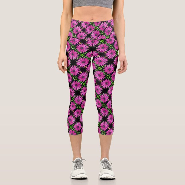 Leggings Capri Motif simple violet africain de marguerite (Recto)