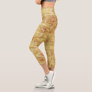 Leggings Capri Motif Sparkly Gold Parties scintillant Chic Textur