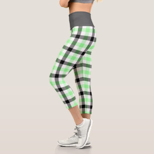 Leggings Capri Motif Tartan vert moderne