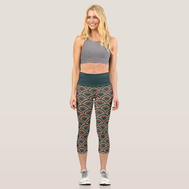 Leggings Capri motif vert en forme de coque (Recto)