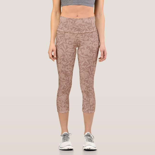 Leggings Capri Mousse mocha silhouettes florales monochrome brun (Recto)