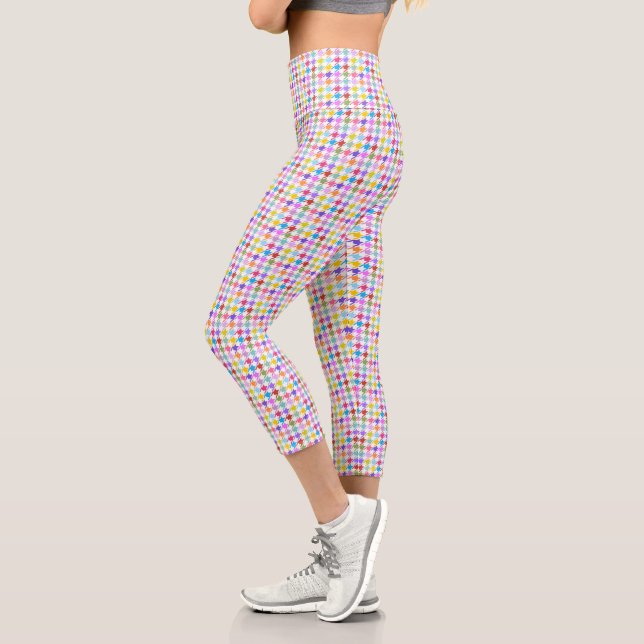 Leggings Capri Multicolor Houndstooth+Motif Sml blanc (Gauche)