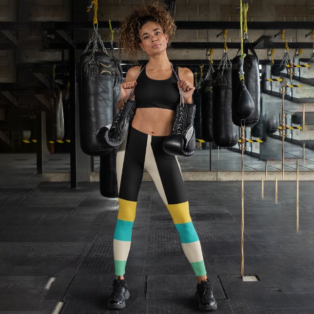 Leggings Capri Multicolore à bande (Créateur téléchargé)