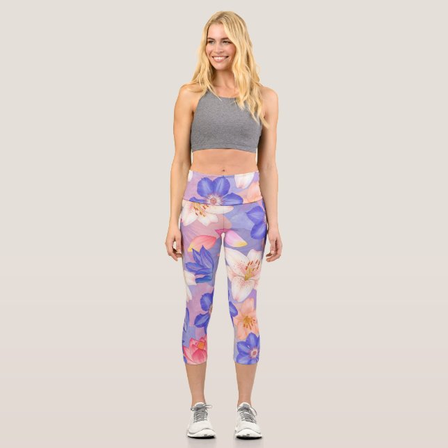 Leggings Capri Mur de fleurs (Recto)