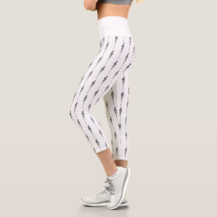 Leggings Capri Musique Motif Melting Treble Clef noir et blanc