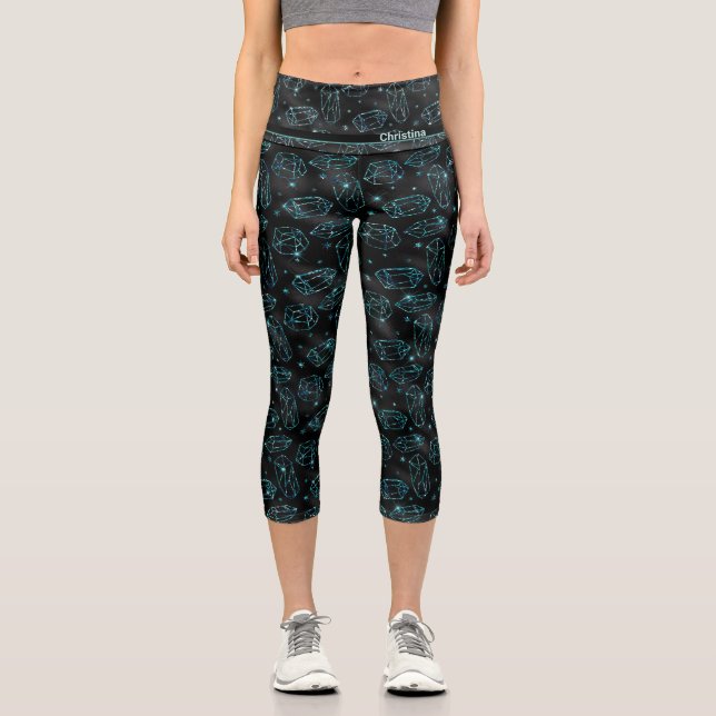 Leggings Capri Mystique faux parties scintillant cristal noir tur (Recto)