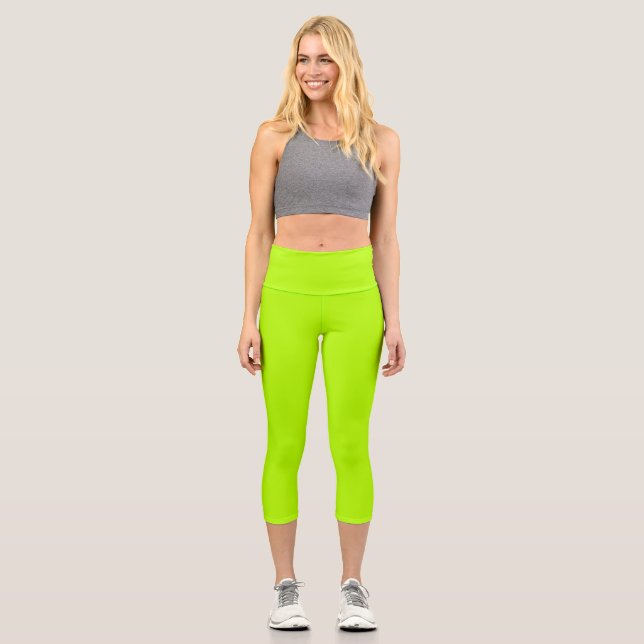 Leggings Capri Neon Lime couleur solide | Classique (Recto)
