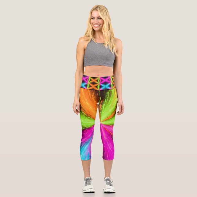 Leggings Capri Neon Radial Burst Explosion (Recto)