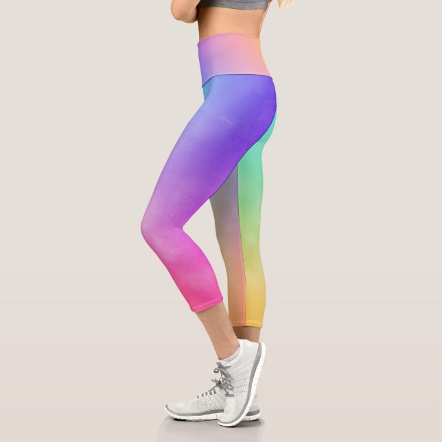 Leggings Capri Neon Rainbow Gradient Abstrait (Gauche)