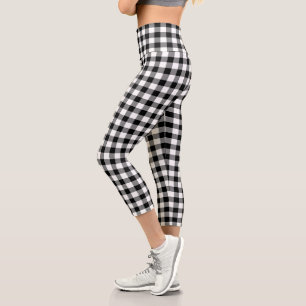 Leggings Capri Noir blanc À damiers En vichy Motif