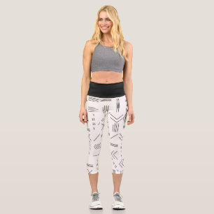 Leggings Capri Noir Blanc magnifique Motif géométrique moderne