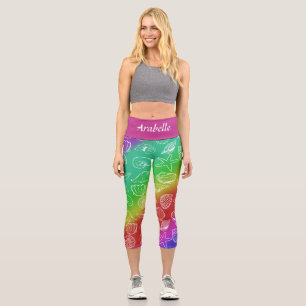 Leggings Capri Nom personnalisé du Motif de mollusques arc-en-cie