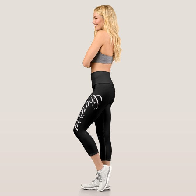 Leggings Capri Nom personnalisé noir (Gauche)