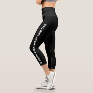 Leggings Capri Nom personnalisé Texte Logo Simple Black Sport